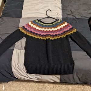 American Eagle Outfitters Black Multicolor Chevron Sweater
